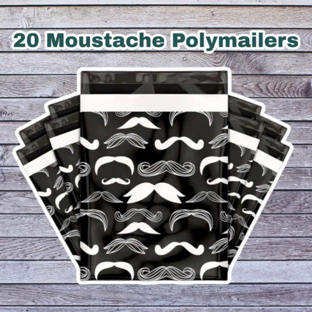 20 Mustache 10x13‎ Poly Mailers